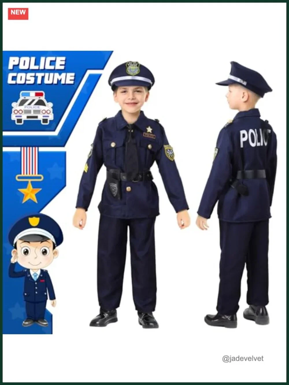 Kids Police Costume Role-Playing Set - 16 Piece Deluxe